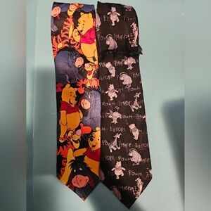 2 Adult Winnie the Pooh Character Tie Set - Black and Multicolor